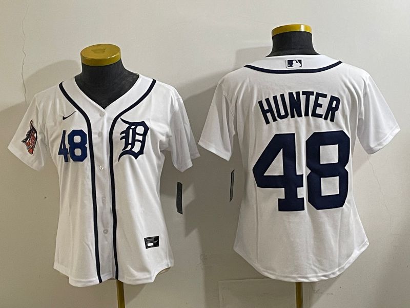 Women 2025 Detroit Tigers 48 Hunter White Game Nike MLB Jersey style 2